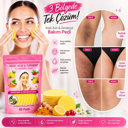 Vivamu™ Kojik Asit & Zerdeçal Yüz Temizleme Pedi – 40 Adet